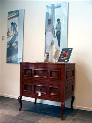 Glazed Cherry Powder Room Vanity